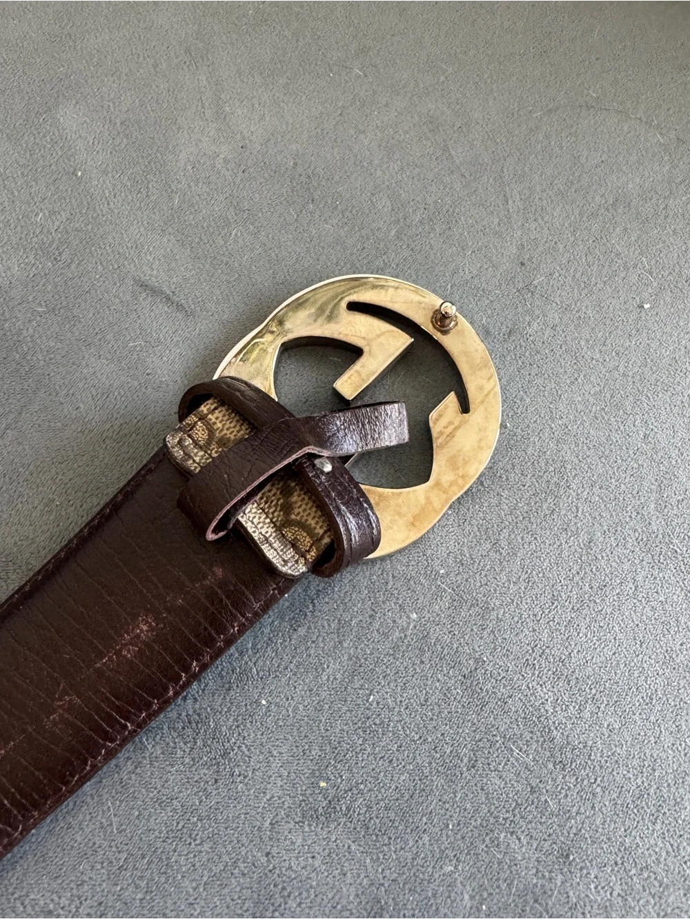 Men’s Gucci GG Supreme Belt with Double G Buckle - Beige/Brown, Size 38
